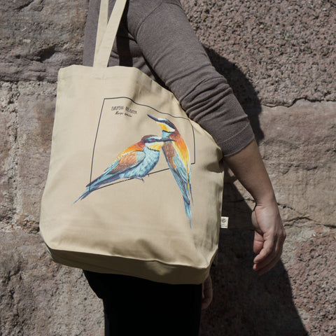 outside photo of our organic european bee-eater tote bag.