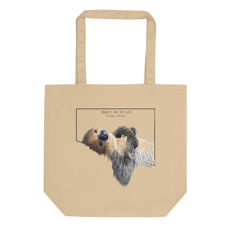 Sketchy Blenny tote bag with a print of an adorable sleeping sloth. Beautiful print of a hand-drawn animal, 100% organic cotton. Beach bag, shopping bag, travel bag, or just as a present. PETA-approved vegan.