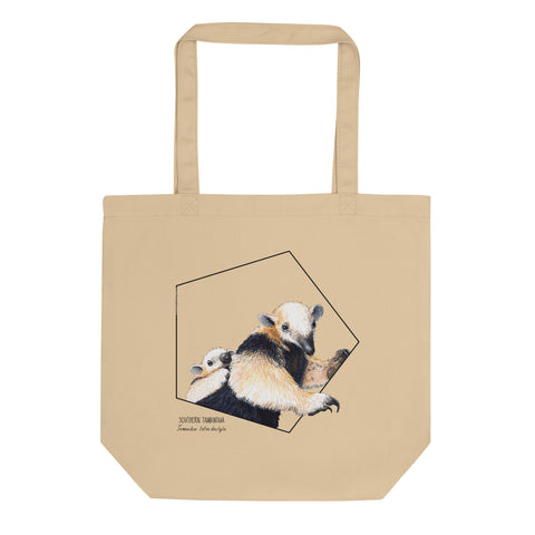 Sketchy Blenny tote bag with a print of an adorable tamandua mom with a baby on the back. Beautiful print of a hand-drawn animal, 100% organic cotton. Beach bag, shopping bag, travel bag, or just as a present. PETA-approved vegan.