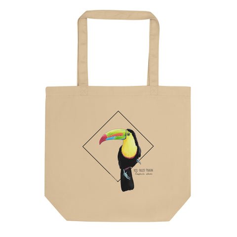 Sketchy Blenny tote bag with a beautiful, colourful print of a hand-drawn keel-billed toucan. 100% organic cotton. Beach bag, shopping bag, travel bag, or just as a present. PETA-approved vegan.