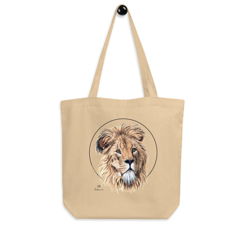 Sketchy Blenny tote bag with a beautiful, life-like print of a hand-drawn lion. 100% organic cotton. Beach bag, shopping bag, travel bag, or just as a present. PETA-approved vegan.