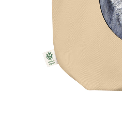 Sketchy Blenny organic tote bag with a cute monkey print. 100% organic cotton label.