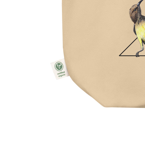 Large tote bag with the organic certificate label. Also PETA-approved vegan and GOTS-certified.