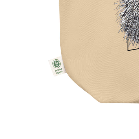 Sketchy Blenny tote bag with a beautiful print of a hand-drawn animal. This one features a cute Brazilian porcupine. 100% organic cotton. Beach bag, shopping bag, travel bag, or just as a present. PETA-approved vegan.