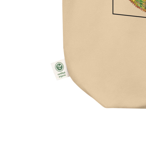 Sketchy Blenny tote bag with a print of a stunning green panther chameleon. Beautiful print of a hand-drawn animal, 100% organic cotton. Beach bag, shopping bag, travel bag, or just as a present. PETA-approved vegan.