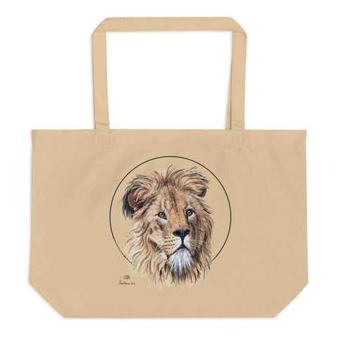 Sketchy Blenny tote bag with a beautiful, life-like print of a hand-drawn lion. 100% organic cotton. Beach bag, shopping bag, travel bag, or just as a present. PETA-approved vegan.