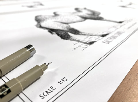 Modern, black and white poster (90x60cm / 36x24") of Camels, Alpacas, Llamas and their relatives. Quality print of hand drawn animals. Close up of the beautiful ink artwork.