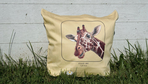 100% organic tote bag with a reticulated giraffe print. 