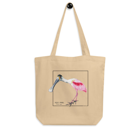 Sketchy Blenny organic tote bag with a beautiful spoonbill print
