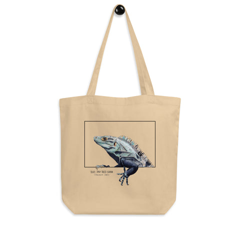 Sketchy Blenny tote bag with a beautiful print of a hand-drawn animal. This one features a cheeky iguana. 100% organic cotton. Beach bag, shopping bag, travel bag, or just as a present. PETA-approved vegan.