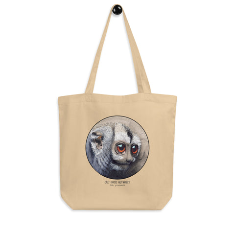 Sketchy Blenny organic tote bag with a cute monkey print
