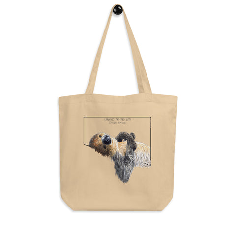 Sketchy Blenny tote bag with a print of an adorable sleeping sloth. Beautiful print of a hand-drawn animal, 100% organic cotton. Beach bag, shopping bag, travel bag, or just as a present. PETA-approved vegan.