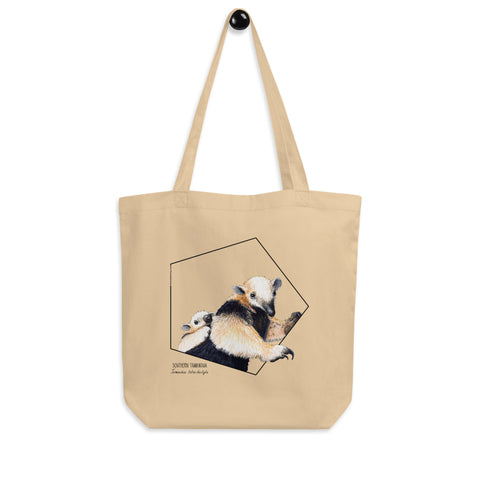 Sketchy Blenny tote bag with a print of an adorable tamandua mom with a baby on the back. Beautiful print of a hand-drawn animal, 100% organic cotton. Beach bag, shopping bag, travel bag, or just as a present. PETA-approved vegan.