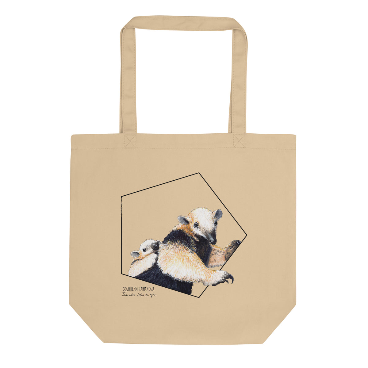 Sketchy Blenny tote bag with a print of an adorable tamandua mom with a baby on the back. Beautiful print of a hand-drawn animal, 100% organic cotton. Beach bag, shopping bag, travel bag, or just as a present. PETA-approved vegan.