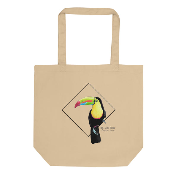 Sketchy Blenny tote bag with a beautiful, colourful print of a hand-drawn keel-billed toucan. 100% organic cotton. Beach bag, shopping bag, travel bag, or just as a present. PETA-approved vegan.