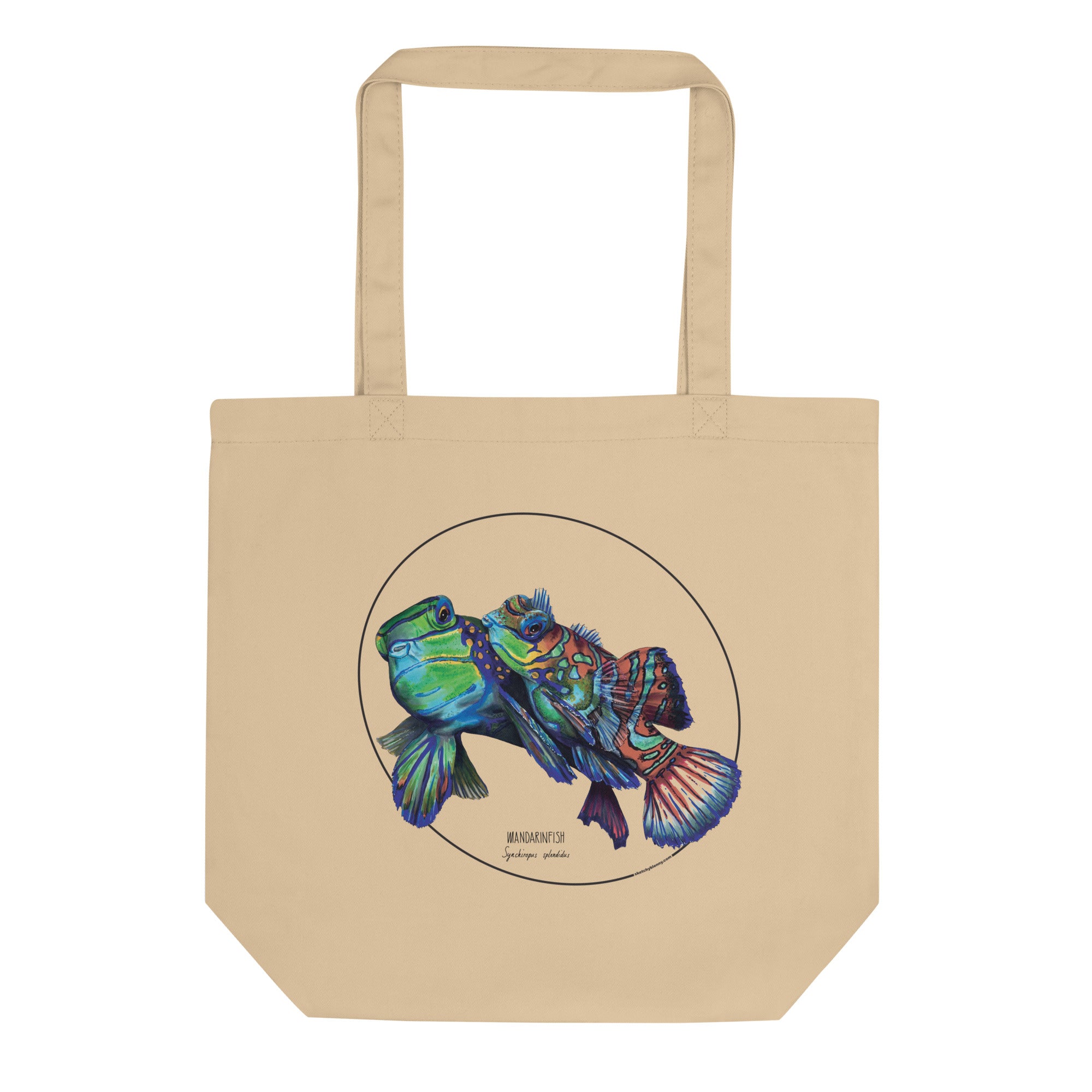 This couple of Mandarinfish adds some serious colour to your day! This tote bag, made from 100% organic cotton, is incredibly versatile. Beach bag, shopping bag, travel bag, or just as a present.