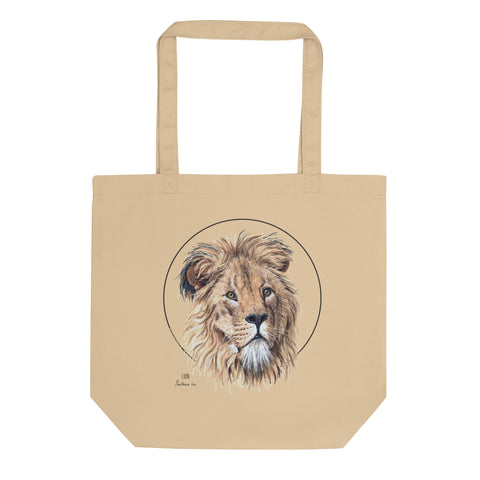 Sketchy Blenny tote bag with a beautiful, life-like print of a hand-drawn lion. 100% organic cotton. Beach bag, shopping bag, travel bag, or just as a present. PETA-approved vegan.