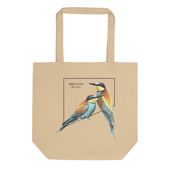 Product mockup of our organic european bee-eater tote bag.