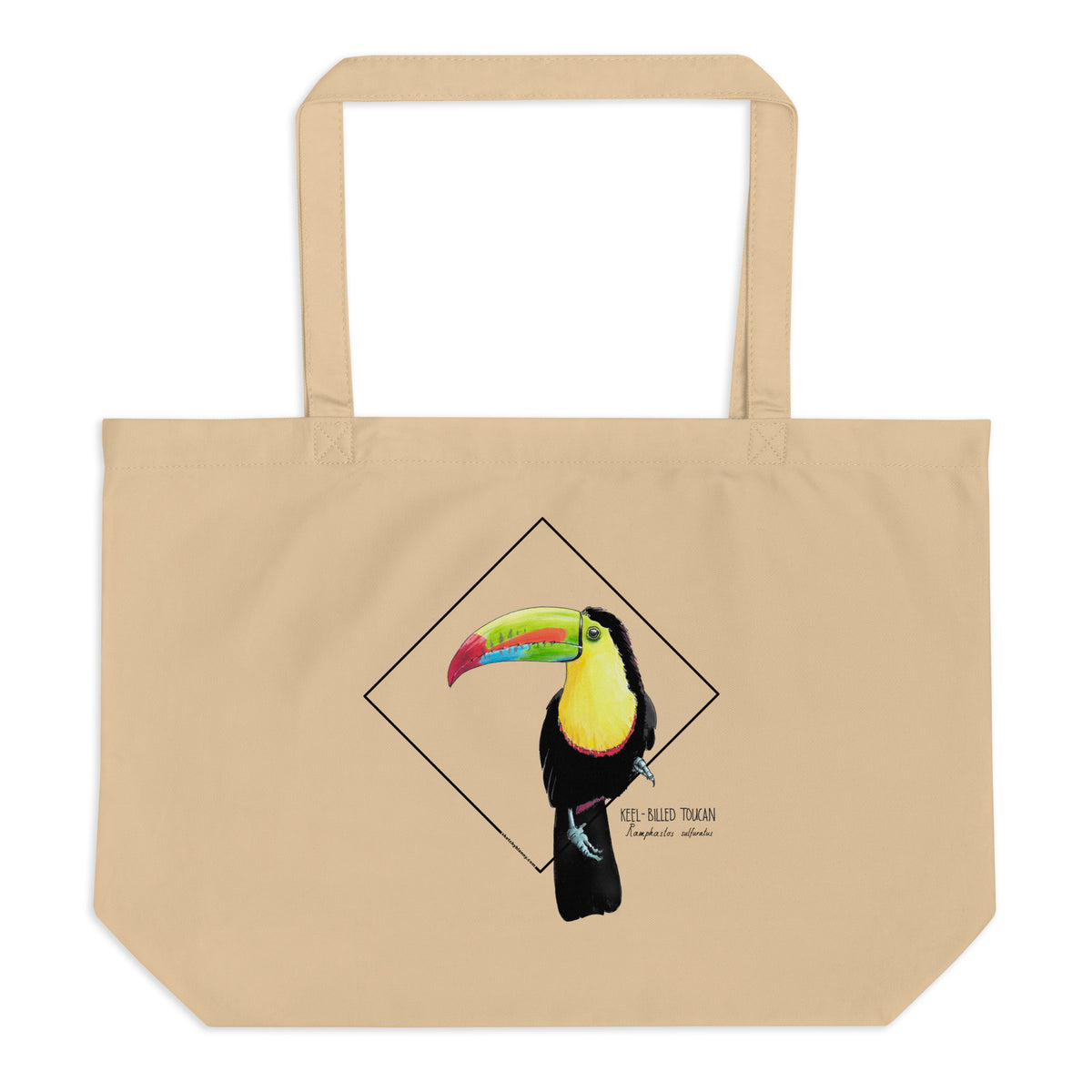 Sketchy Blenny tote bag with a beautiful, colourful print of a hand-drawn keel-billed toucan. 100% organic cotton. Beach bag, shopping bag, travel bag, or just as a present. PETA-approved vegan.