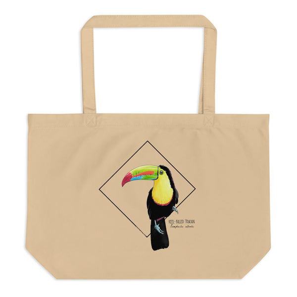 Sketchy Blenny tote bag with a beautiful, colourful print of a hand-drawn keel-billed toucan. 100% organic cotton. Beach bag, shopping bag, travel bag, or just as a present. PETA-approved vegan.