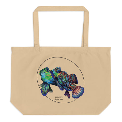 This couple of Mandarinfish adds some serious colour to your day! This large tote bag, made from 100% organic cotton, is incredibly versatile. Beach bag, shopping bag, travel bag, or just as a present.