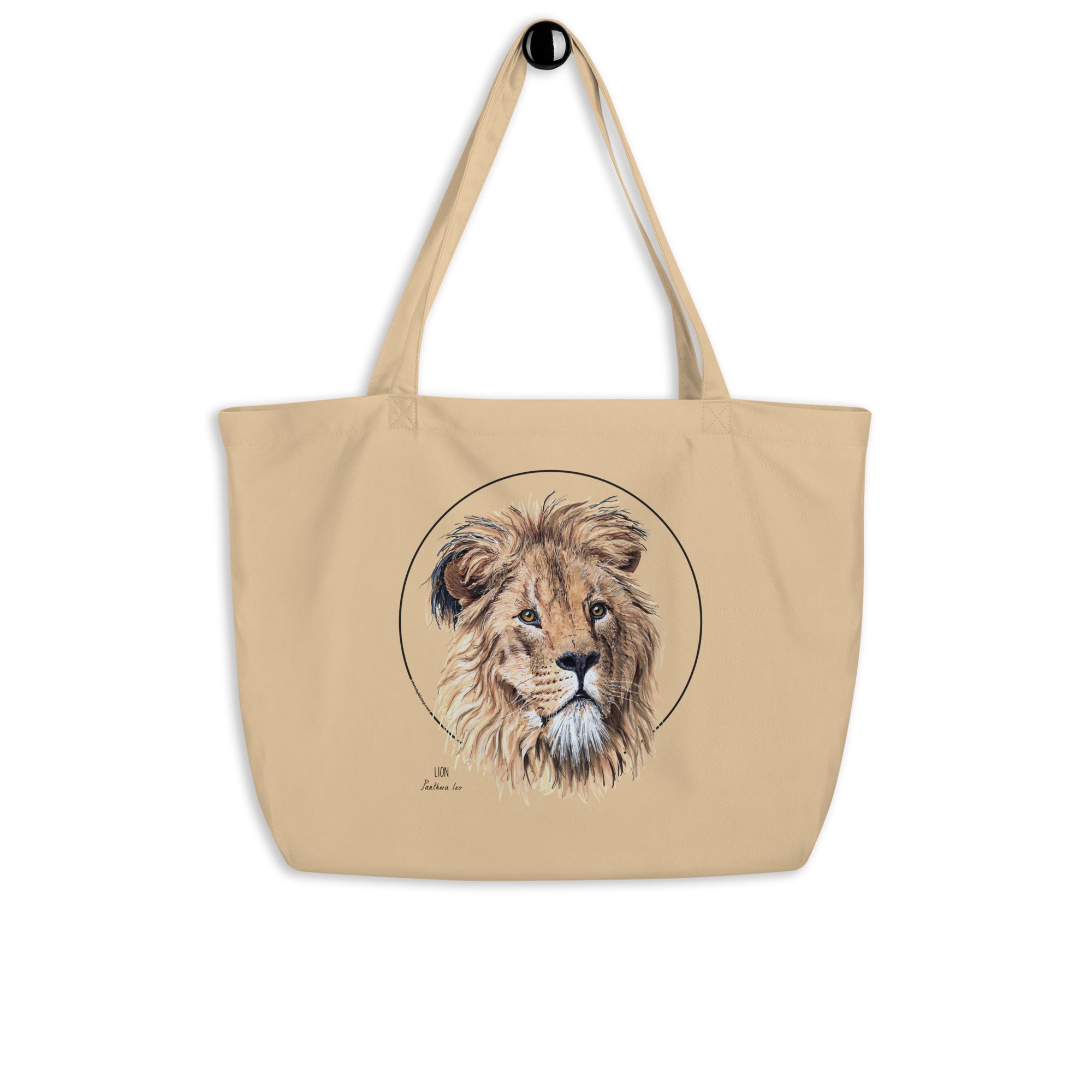 Sketchy Blenny tote bag with a beautiful, life-like print of a hand-drawn lion. 100% organic cotton. Beach bag, shopping bag, travel bag, or just as a present. PETA-approved vegan.