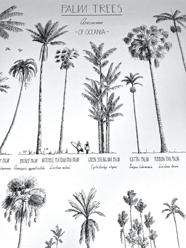 Detail of a Oceania poster. Close-up of the ink drawing.